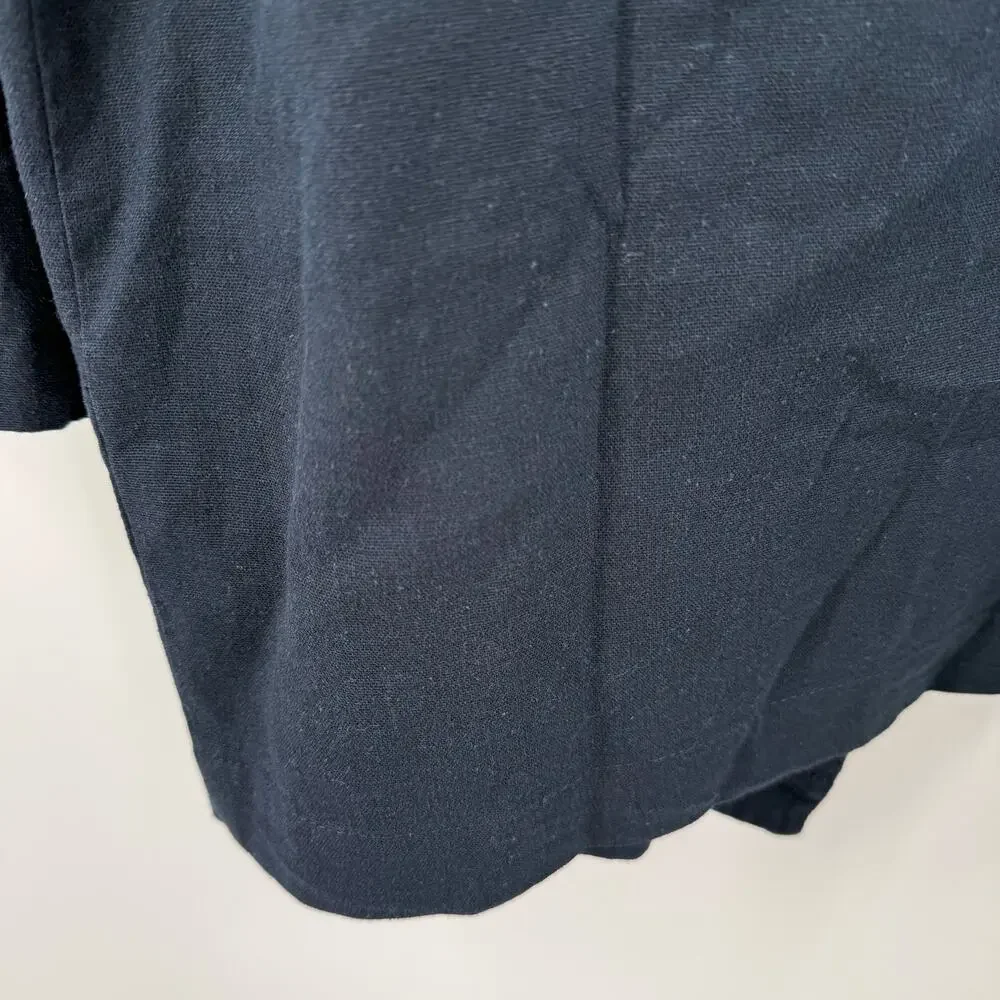 Amadi Anthropologie Blazer Womens Large NWT Navy Kayne Double Breast Linen Blend